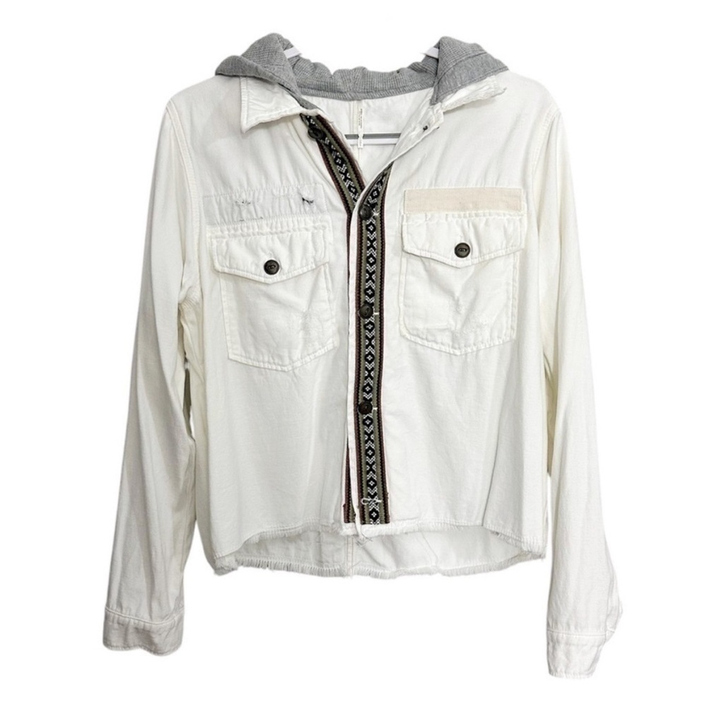Free People Weekend Wanderer Military Jacket Boho Hooded - Picture 7 of 8